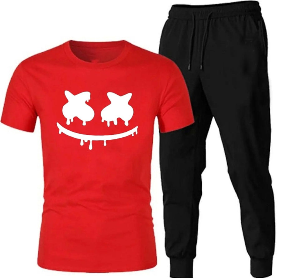 Premium Micro Men’s Tracksuit Smile Face Print – Comfortable Sportswear | Gym & Workout Suit - Black Extra Large