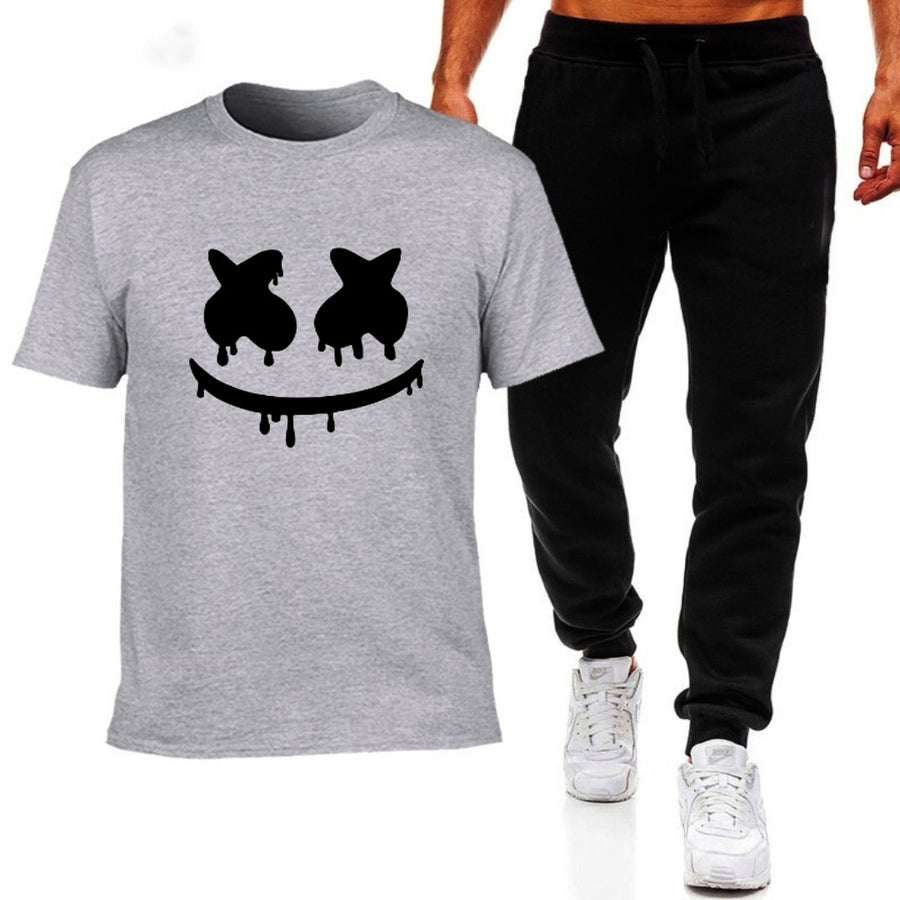 Premium Micro Men’s Tracksuit Smile Face Print – Comfortable Sportswear | Gym & Workout Suit - Black Extra Large