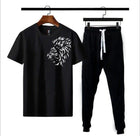 Premium Micro Men’s Tracksuit Tiger Print – Comfortable Sportswear | Gym & Workout Suit - Black Extra Large