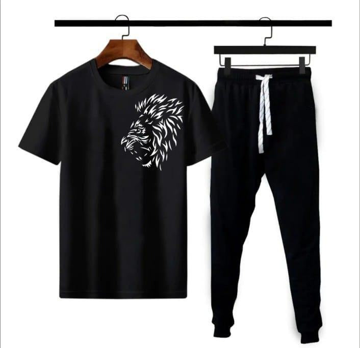 Premium Micro Men’s Tracksuit Tiger Print – Comfortable Sportswear | Gym & Workout Suit - Black Extra Large