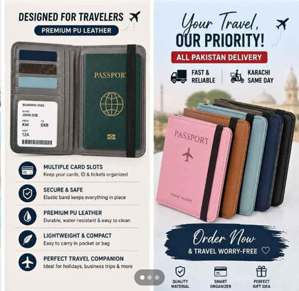 RFID Protected Passport Cover Holder & Travel Wallet Premium Leather Passport & Card Wallet for Men & Women