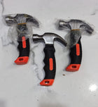 Small Heavy-Duty Stubby Claw Hammer - Polished Steel Head With Black Rubberized Grip And Red Accent For Precision And Control