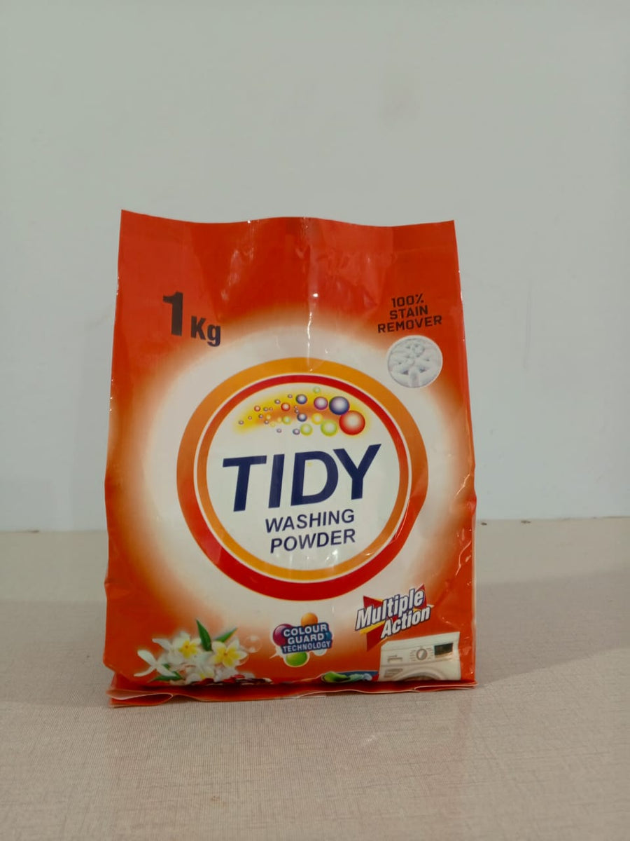 Tidy Washing Powder 1KG – 100% Stain Remover & Multiple Action Formula for Machine & Hand Wash