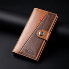 WAGLOK Dual Tone Magnetic Button Long Wallet for Men & Women with Zipper Pocket - Black