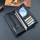 WAGLOK Dual Tone Magnetic Button Long Wallet for Men & Women with Zipper Pocket - Black