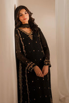Iznik Hit Code Premium Heavy Embroidered Chiffon 3-Piece Suit – Black & Red