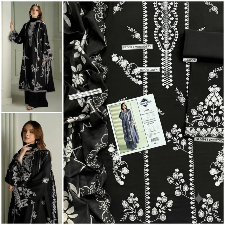 Cross Stitched Premium Embroidered Lawn 3-Piece Suit