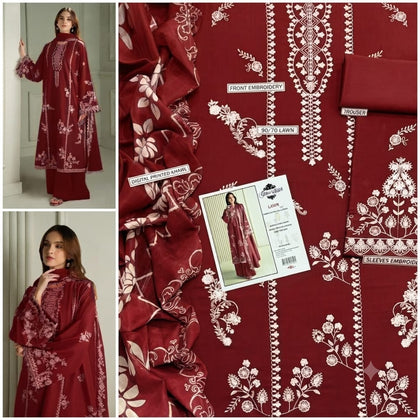 Cross Stitched Premium Embroidered Lawn 3-Piece Suit