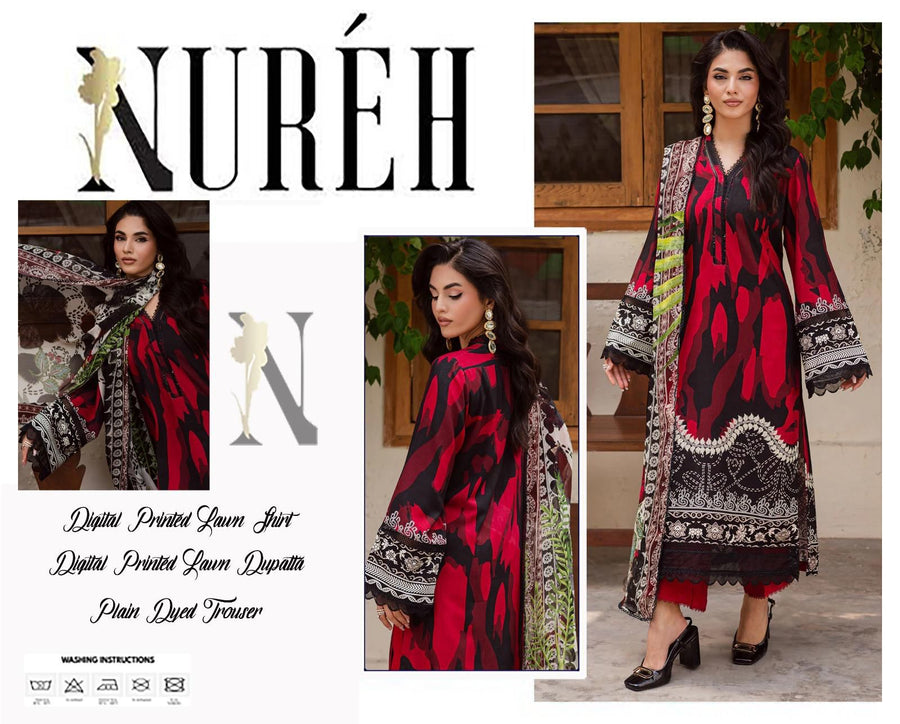 Nureh Digital Printed Lawn 3-Piece Ensemble – Summer Collection