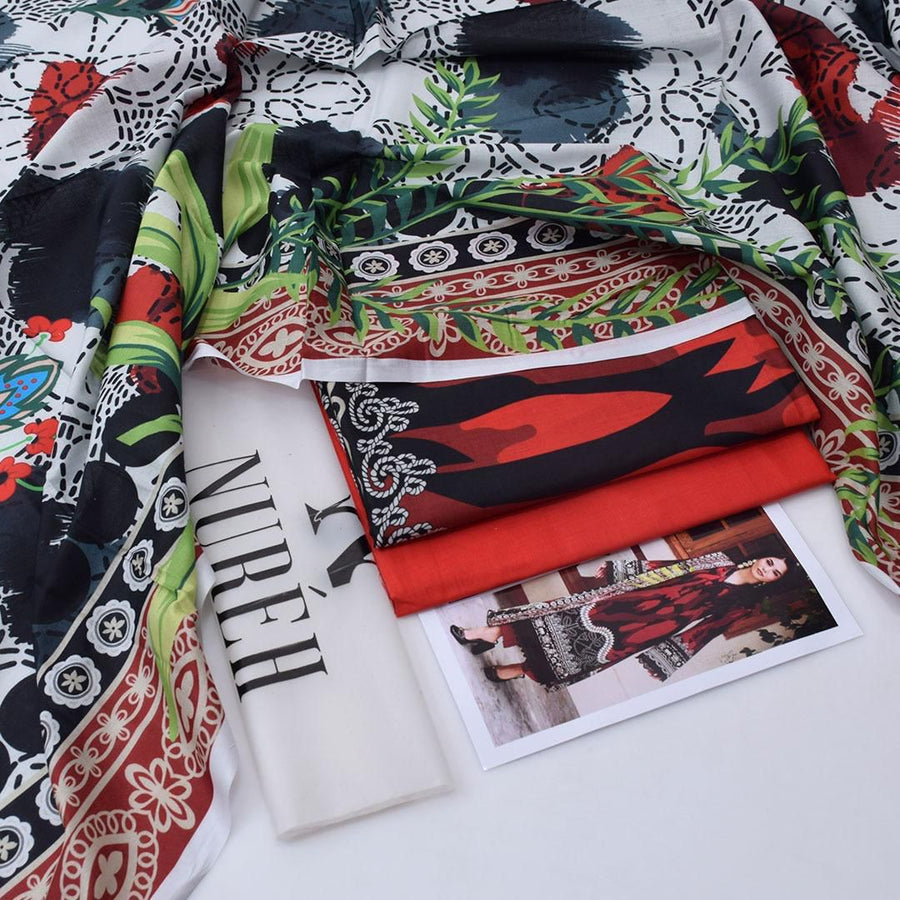 Nureh Digital Printed Lawn 3-Piece Ensemble – Summer Collection