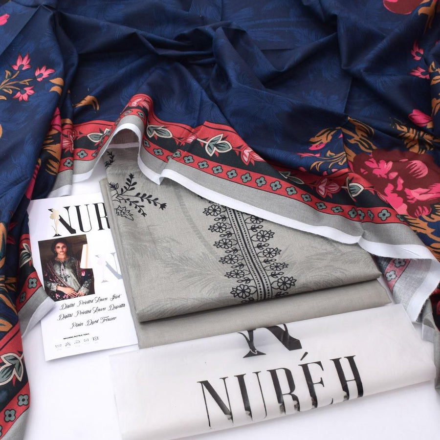 Nureh Digital Printed Lawn 3-Piece Ensemble – Summer Collection