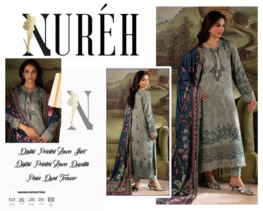 Nureh Digital Printed Lawn 3-Piece Ensemble – Summer Collection