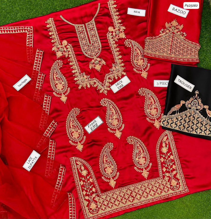 Ethnic Silk Collection 2026 – Premium Embroidered 3-Piece Unstitched Suit
