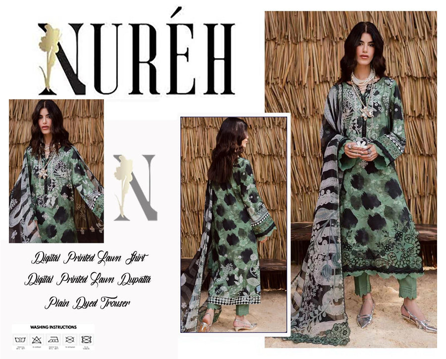 Nureh Digital Printed Lawn 3-Piece Ensemble – Summer Collection