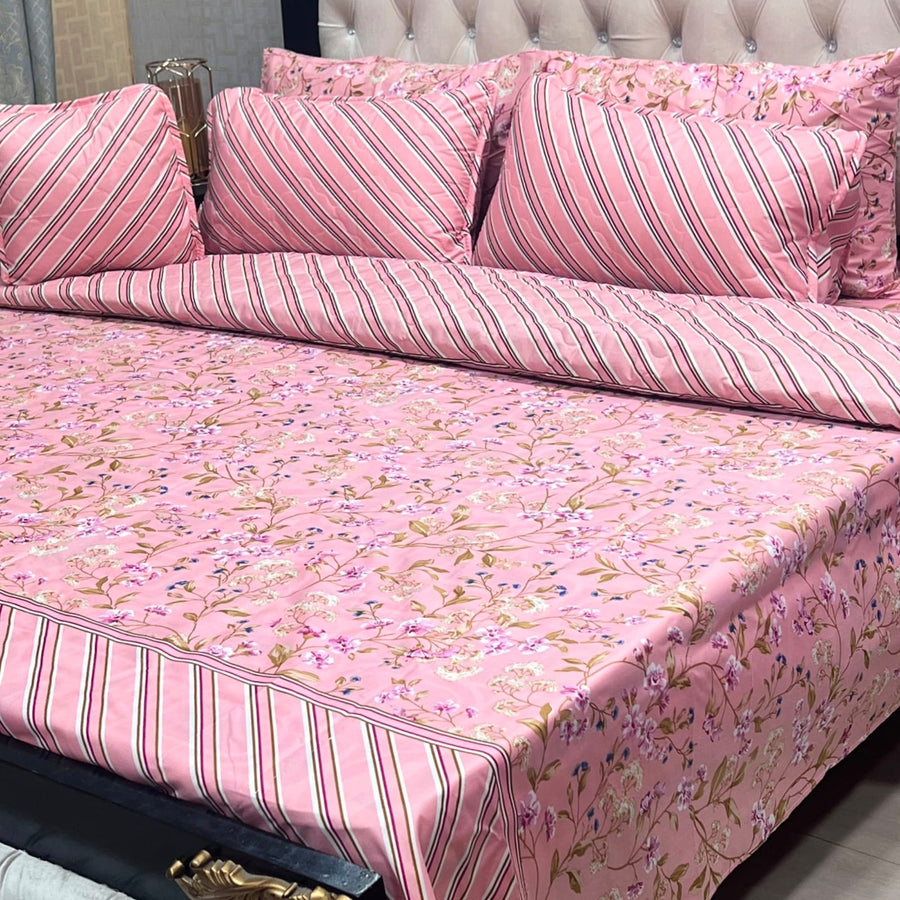 Pink Floral 7Pc Comforter Set