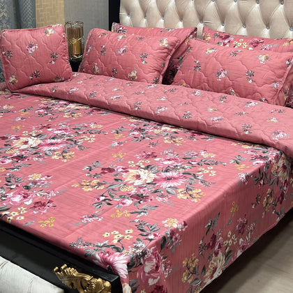 Rose Pink Floral 7Pc Comforter Set