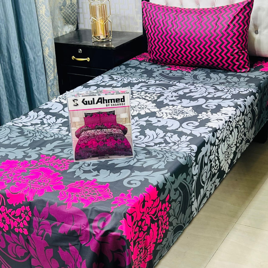 4Pc Bedsheet Set – Pink Floral Elegance