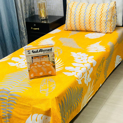 4Pc Bedsheet Set – Yellow Floral Elegance