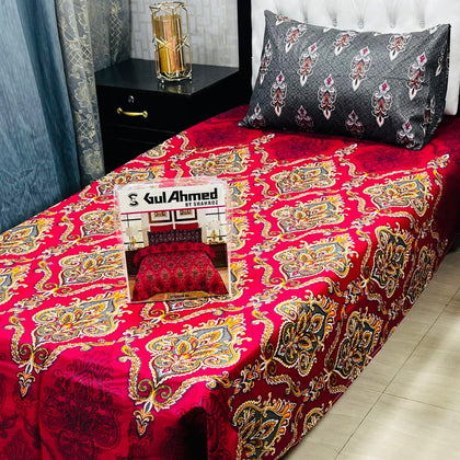 4Pc Bedsheet Set – Red & Black Premium Print