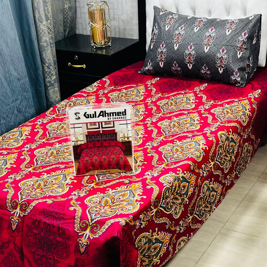 4Pc Bedsheet Set – Red & Black Premium Print