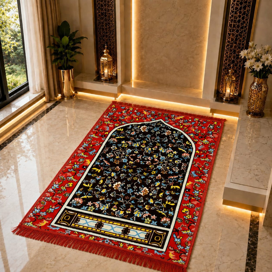 Premium Madina Style Velvet Prayer Mat (Janamaz) – Hajj & Umrah Collection