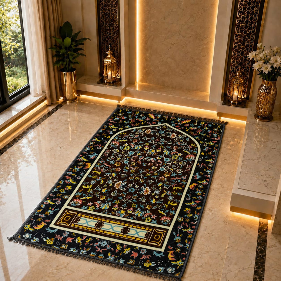 Premium Madina Style Velvet Prayer Mat (Janamaz) – Hajj & Umrah Collection