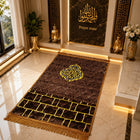 Premium Black & Gold Velvet Prayer Mat (Janamaz) – Luxury Islamic Prayer Rug