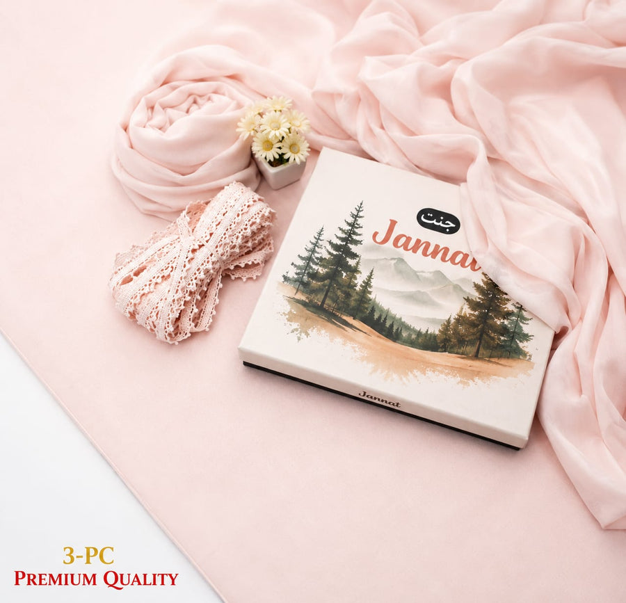 JANNAT Brand Peach Pink 3PC Lawn Suit – Premium Branded Collection