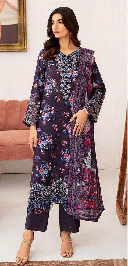 Ramsha Navy Blue 3PC Digital Printed Lawn Suit
