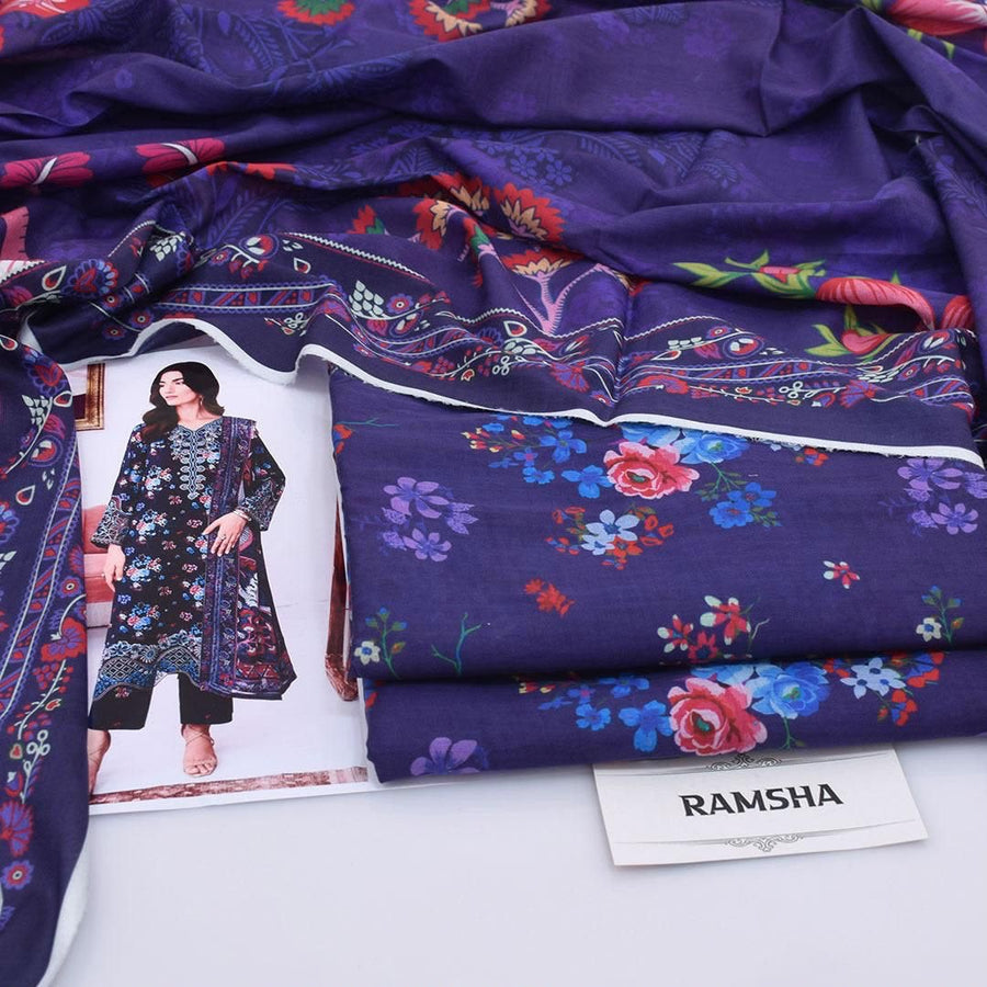 Ramsha Navy Blue 3PC Digital Printed Lawn Suit