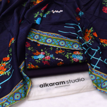 Alkaram Summer Lawn 2026 – Multicolor Blue