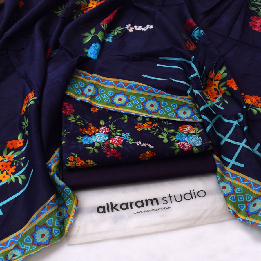 Alkaram Summer Lawn 2026 – Multicolor Blue