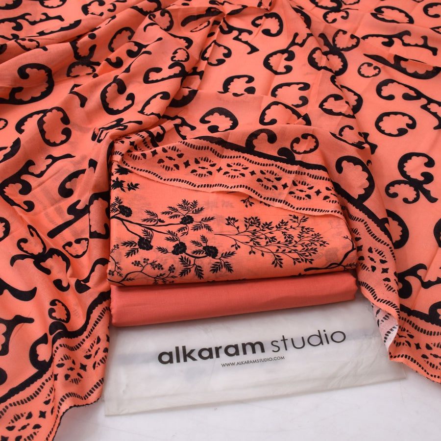 Alkaram Summer Lawn 2026 – Coral Orange