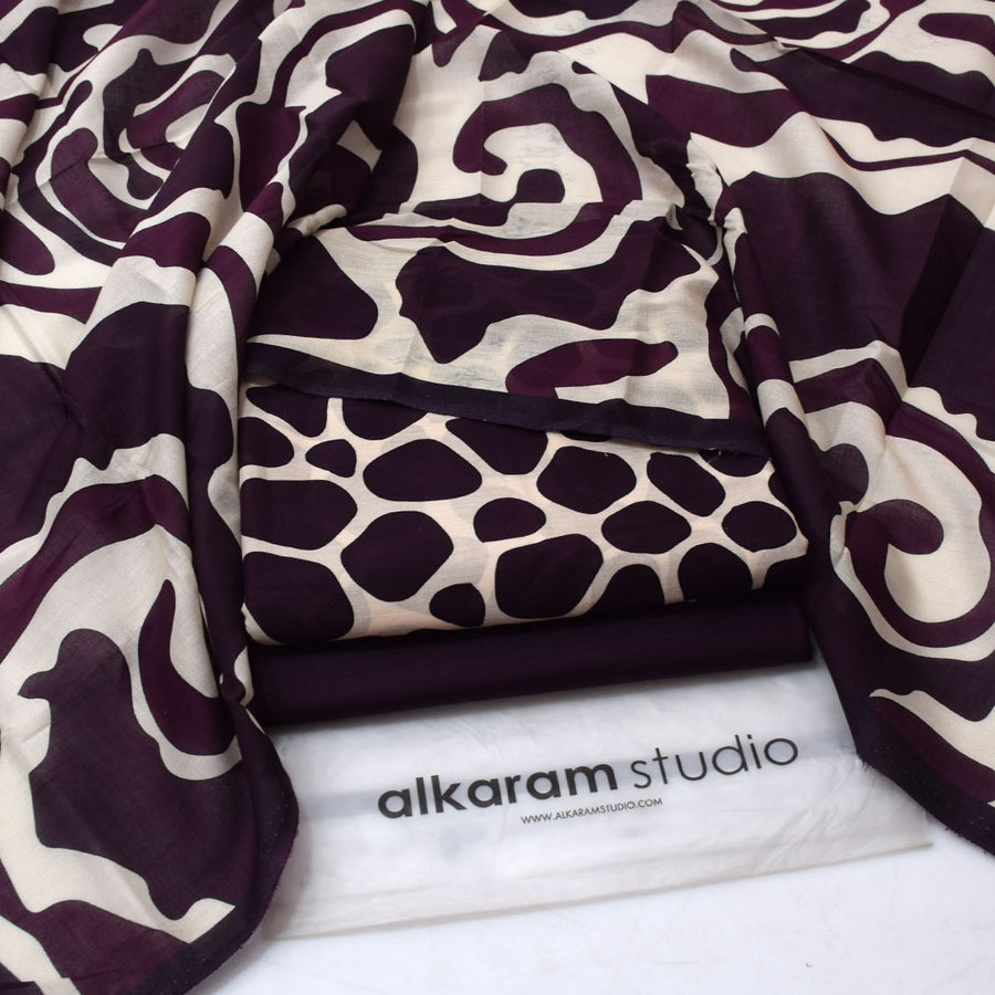 Alkaram Summer Lawn 2026 – Black & White Abstract
