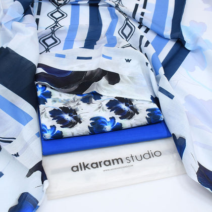 Alkaram Summer Lawn 2026 – Blue & White