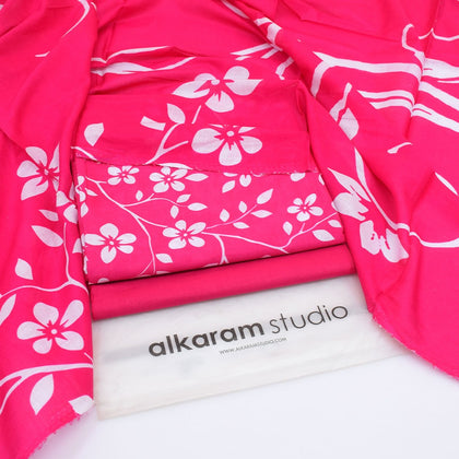 Alkaram Summer Lawn 2026 – Hot Pink Floral