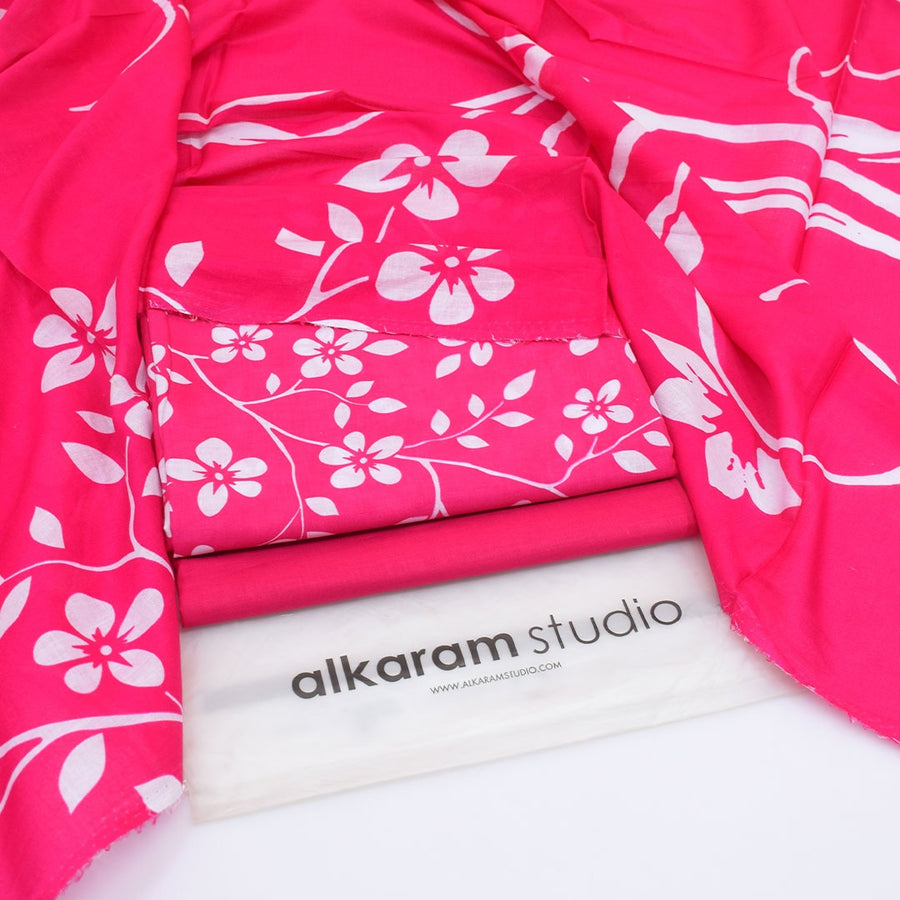 Alkaram Summer Lawn 2026 – Hot Pink Floral