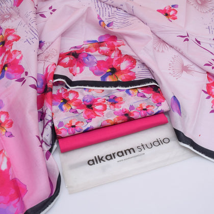 Alkaram Summer Lawn 2026 – Pink Floral Garden