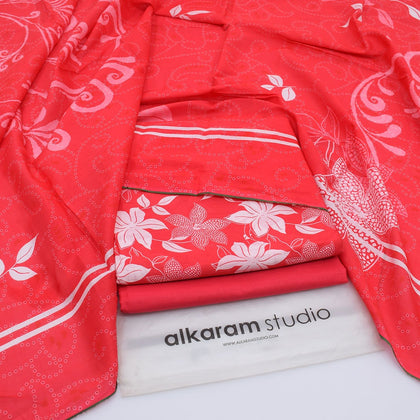 Alkaram Summer Lawn 2026 – Coral Red
