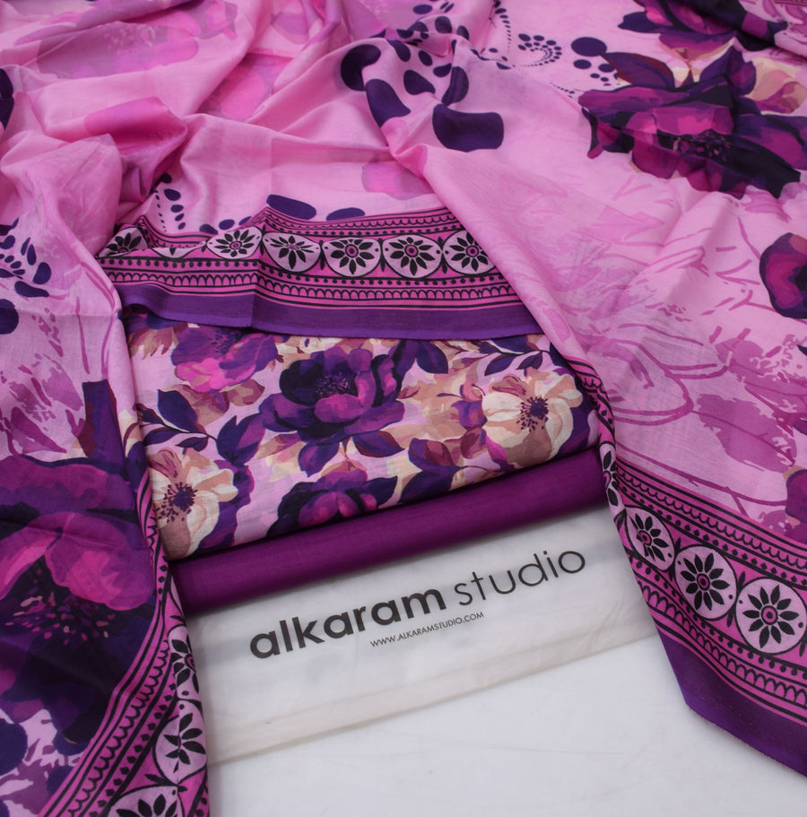 Alkaram Summer Lawn 2026 – Purple Paisley