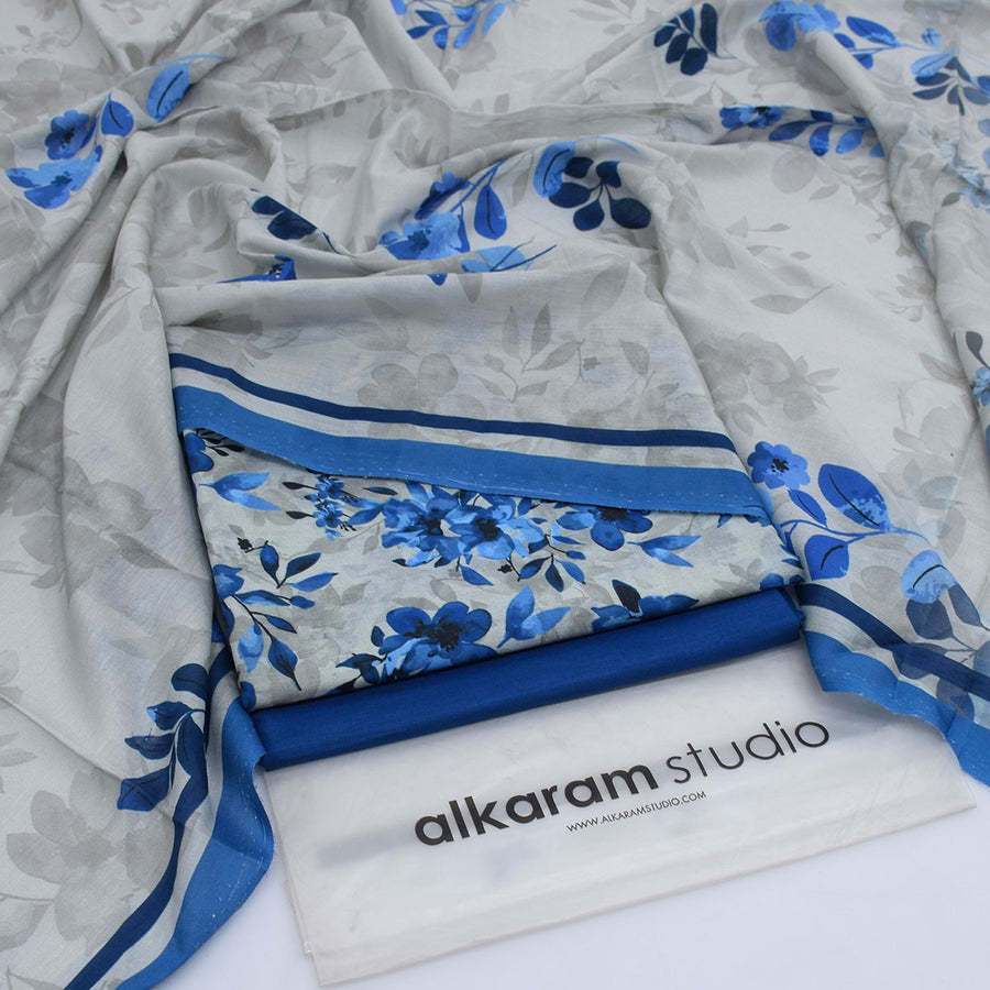 Alkaram Summer Lawn 2026 – Sky Blue Floral