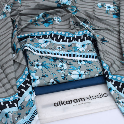 Alkaram Summer Lawn 2026 – Blue & Black