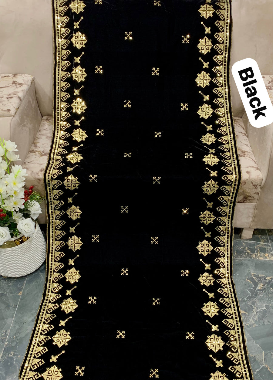 Bareeze Premium Velvet Embroidered Shawl – Winter Collection 2026/27