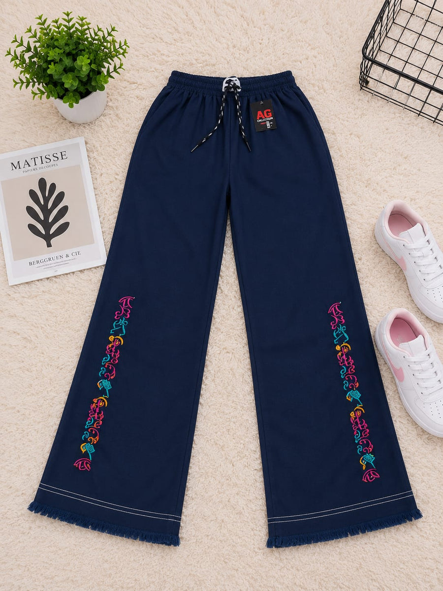 Premium Cotton Embroidered Baggy Pants | Trendy Loose Fit