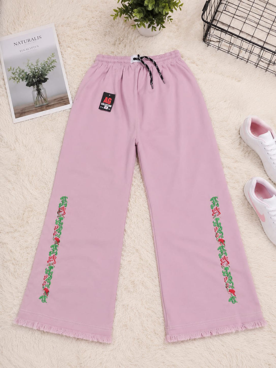 Premium Cotton Embroidered Baggy Pants | Trendy Loose Fit