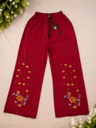 Trendy Floral Embroidered Baggy Pants