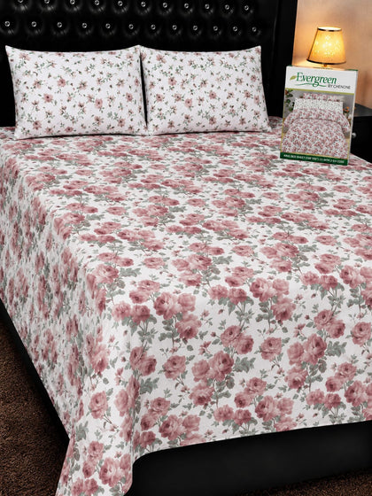 Pink Floral Pure Cotton Bedsheet Set