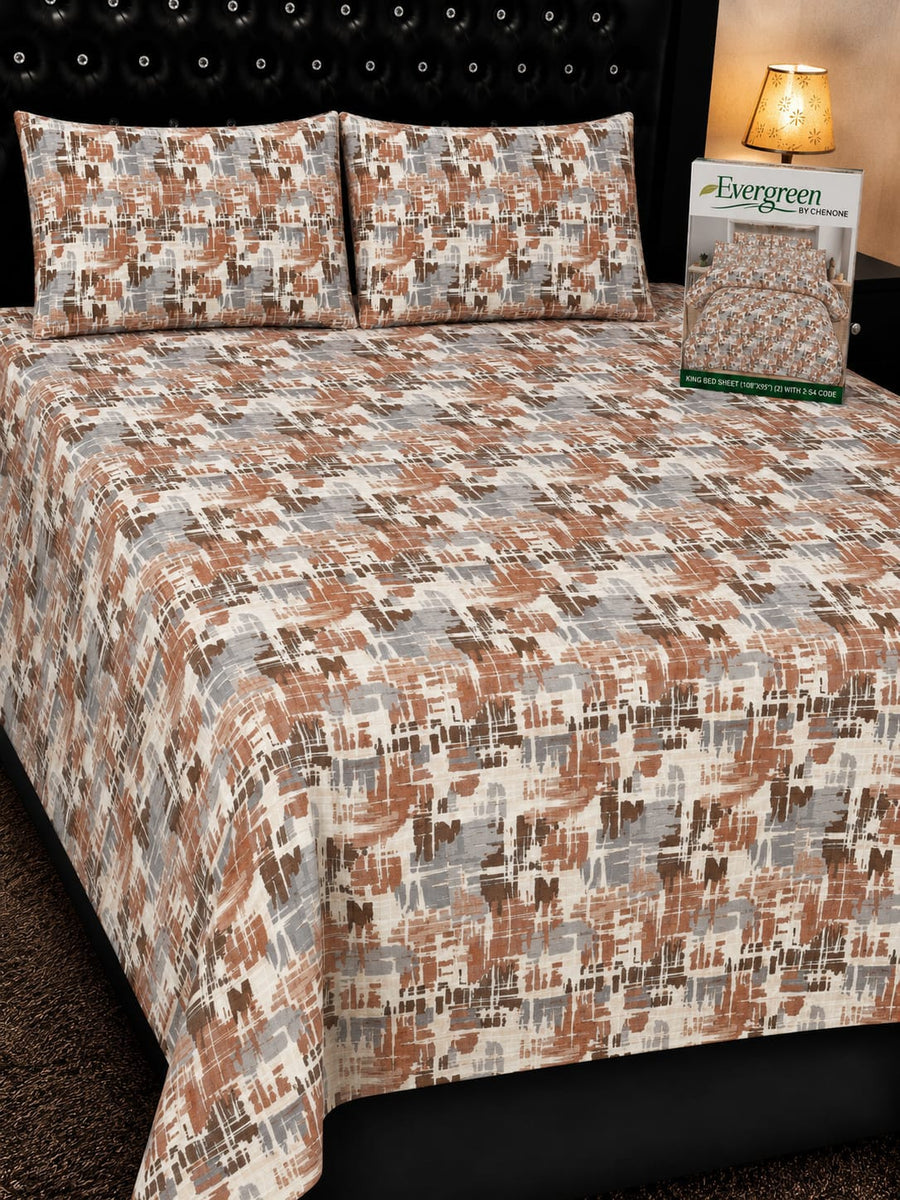 Peach Floral Pure Cotton Bedsheet Set