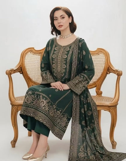 Premium Pashmina Jacquard 3-Piece Winter Suit