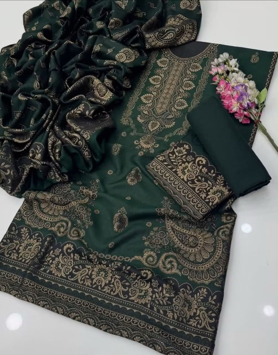Premium Pashmina Jacquard 3-Piece Winter Suit